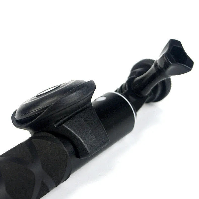 Black Bluetooth remote control for selfies with 10 metre wireless range and 27g lightweight design