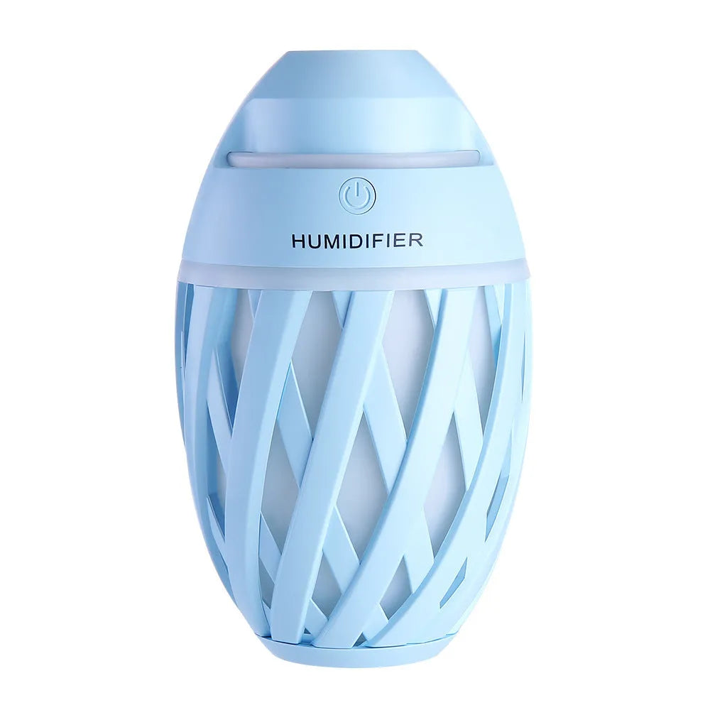 Football-shaped mini desktop humidifier in blue with USB cable