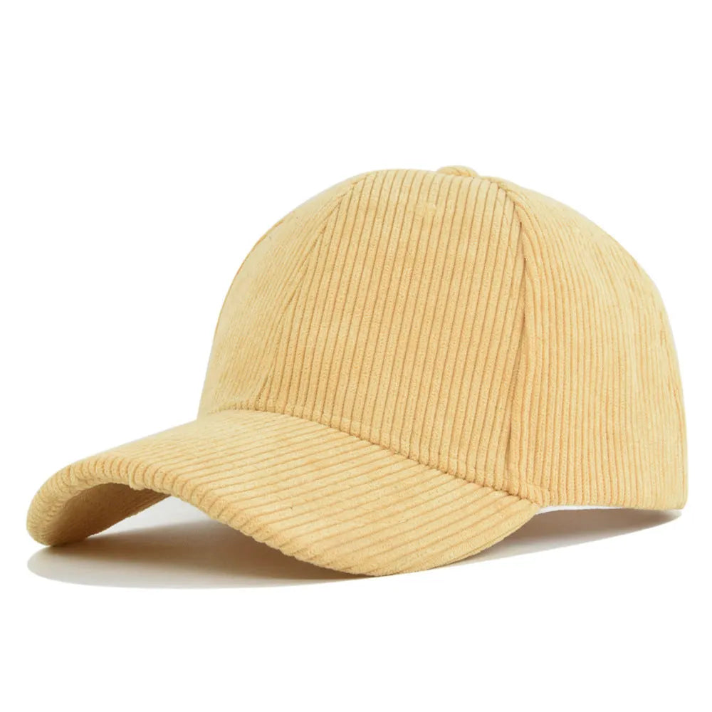 Cotton corduroy peaked cap for men with flat brim in black colour