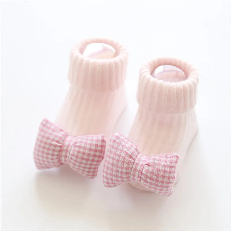 Cotton baby floor socks with anti-slip soles in multiple colours and patterns