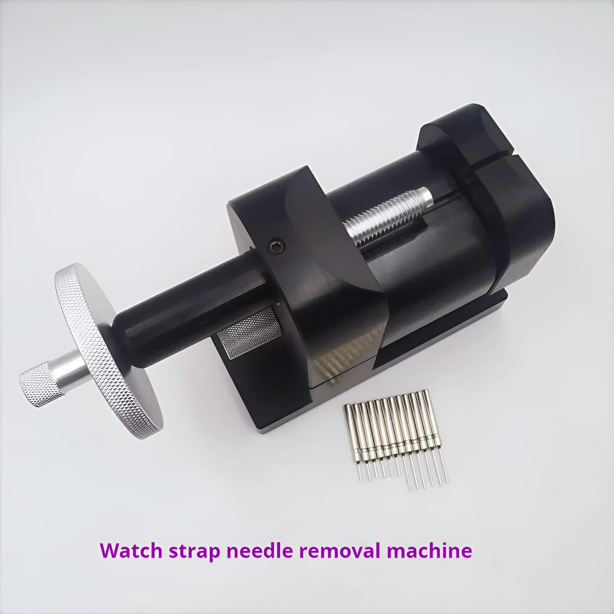 Alloy steel watch strap stripping machine and tool set for watch repair.