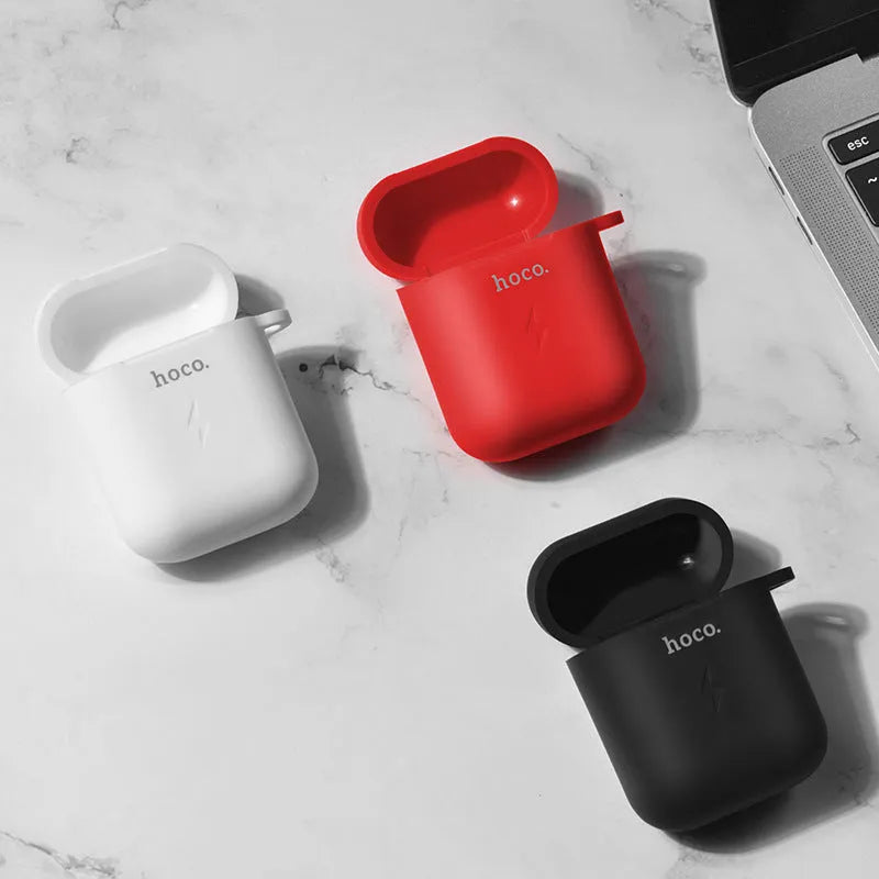 Black compatible silicone headphone case for AirPods with wireless charging support