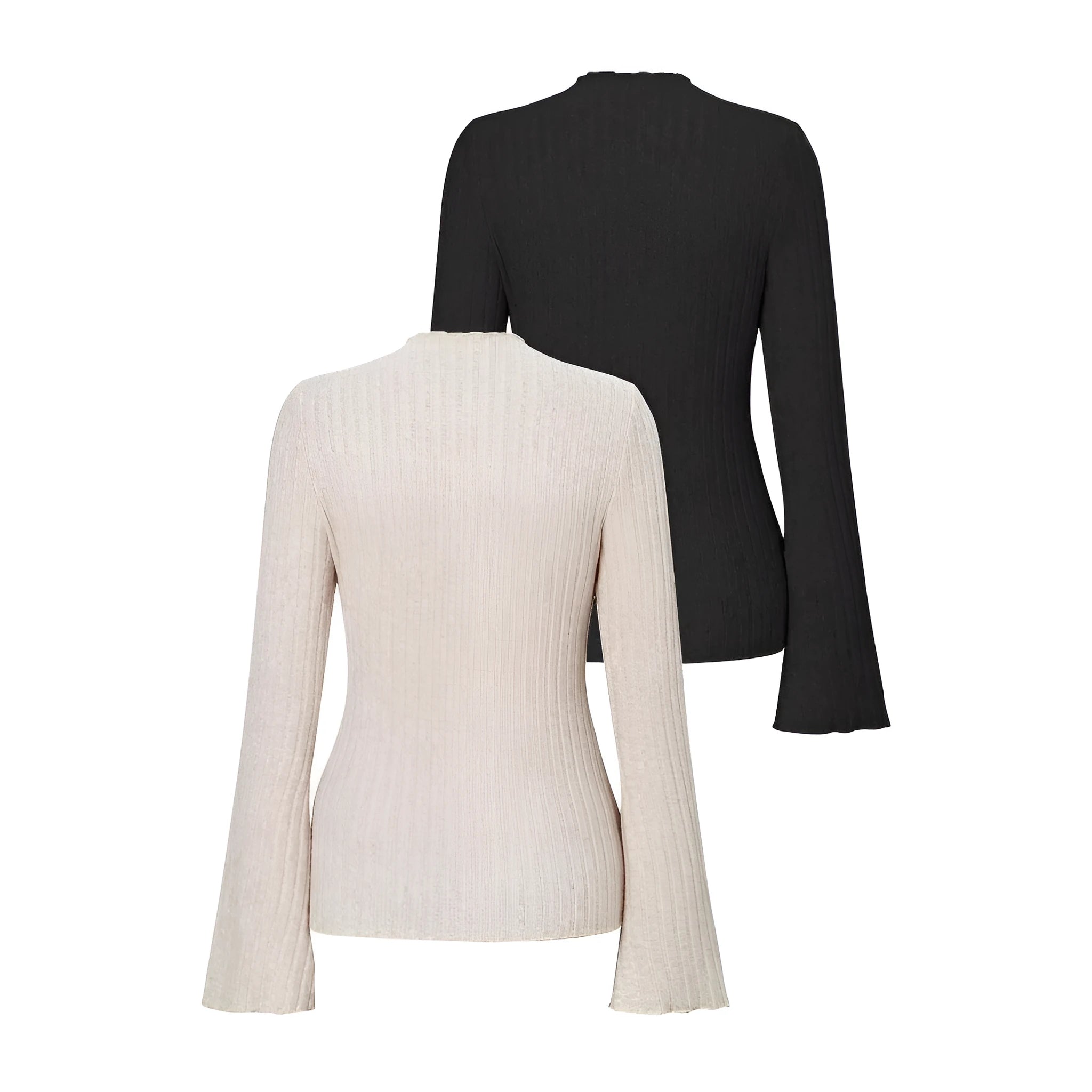 Men's slim fit long sleeve top with brushed sunken stripe pattern in black