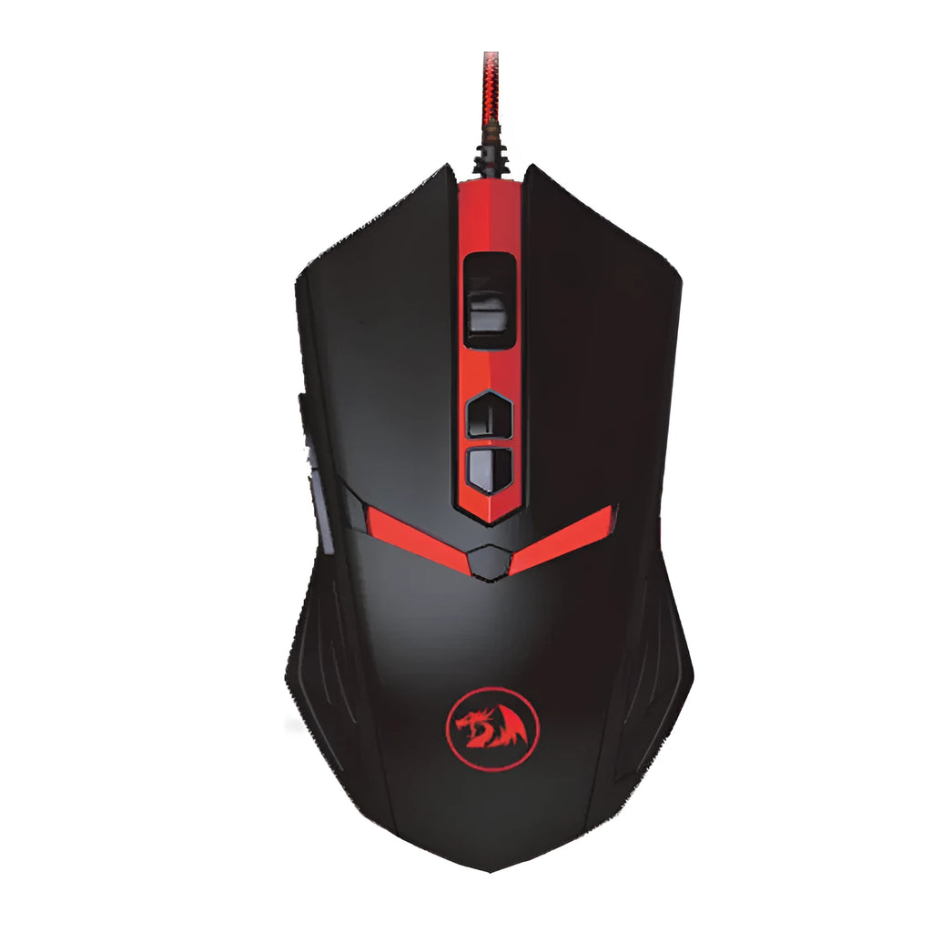 Black and red USB wired optical gaming mouse with six buttons and 1.8 metre cable
