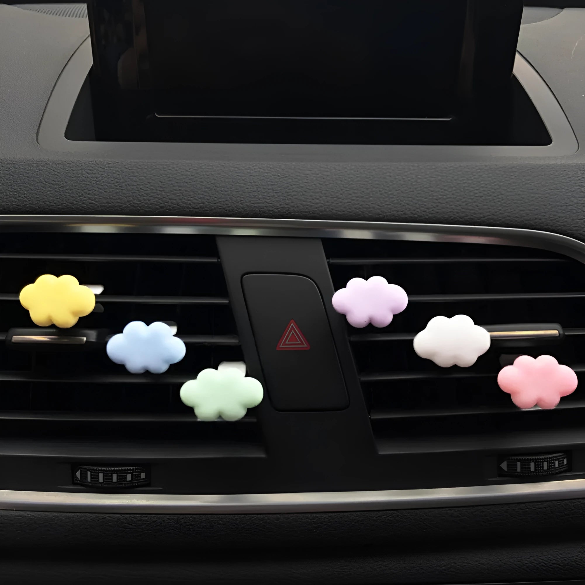 Resin Baiyun cartoon car fragrance clip for air vents in light green colour.
