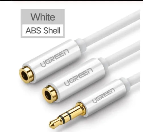 Short 20cm black 3.5mm headphone cable with gold-plated connectors for earphone models