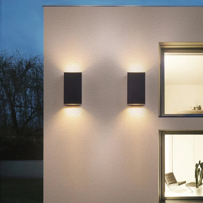 Villa outdoor balcony aisle LED waterproof wall lamp in square style with warm white light