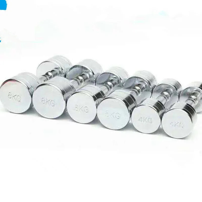 Silver pure steel electroplated 1kg dumbbell with ergonomic handle
