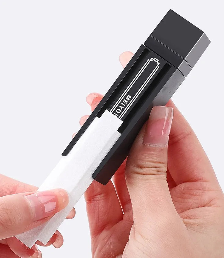 Portable mobile phone screen cleaning kit containing 40 disposable wipes in black packaging