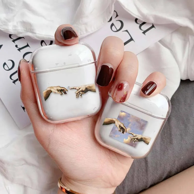 Transparent plastic protective case cover for Apple AirPods and AirPods Pro.
