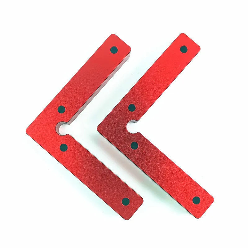 Aluminium right angle positioning block for woodworking jigsaw with scale markings