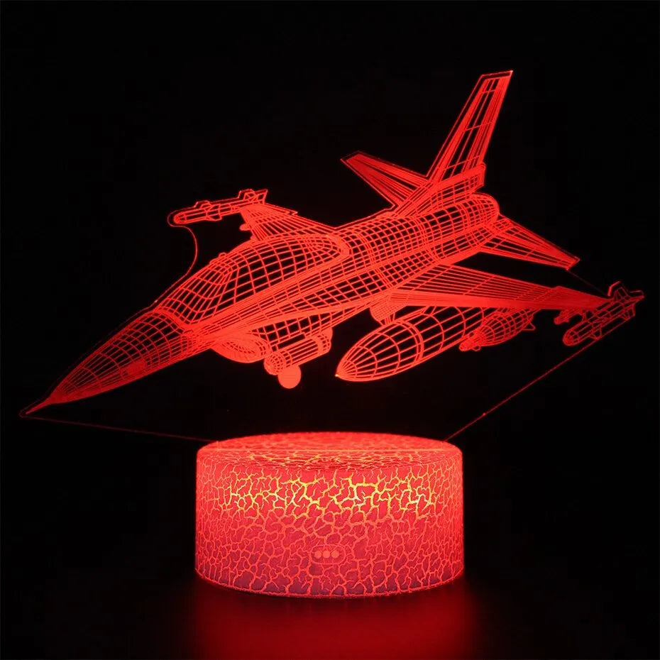 Cartoon airplane-shaped night light with touch control and colour-changing LED