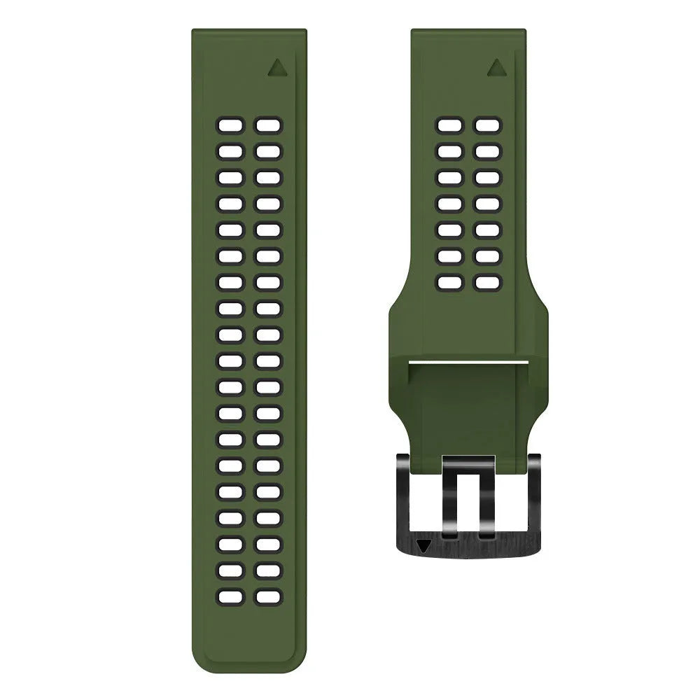 Quick release silicone watch strap in two-colour sports design with pin buckle