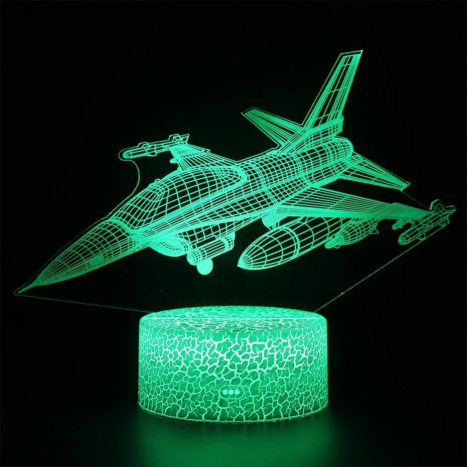 Cartoon airplane-shaped night light with touch control and colour-changing LED