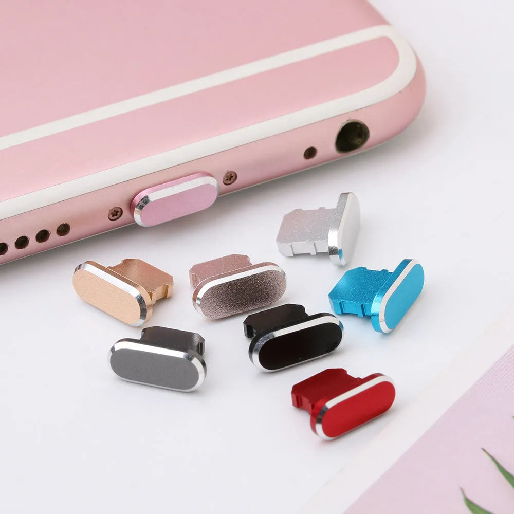 Aluminium alloy iPhone charging port dust plug in eight colour options