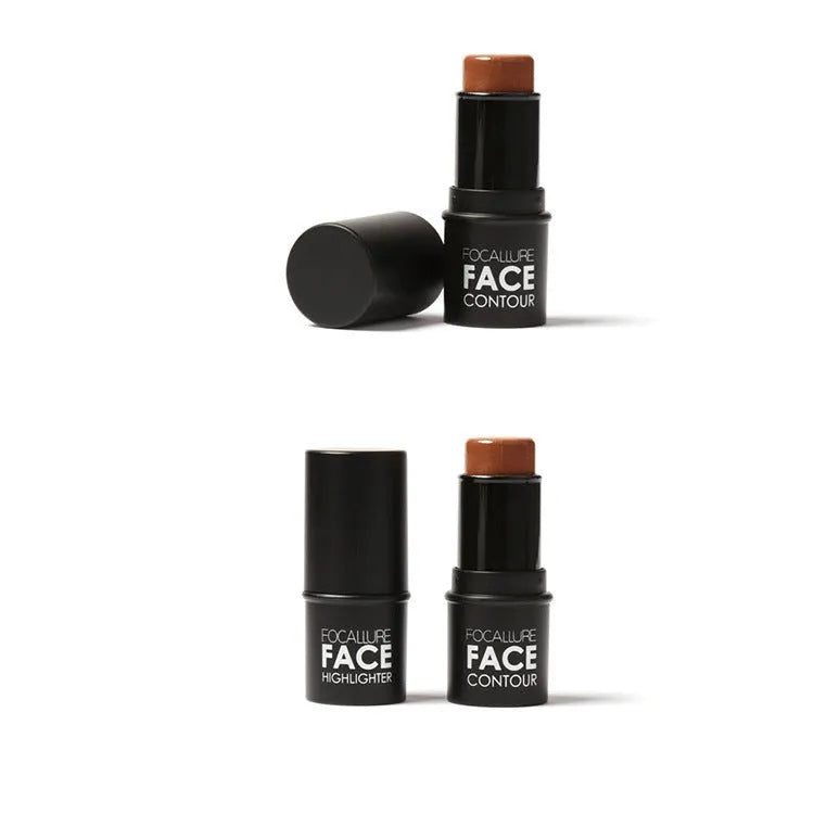 Four makeup stick highlighters in shades A, B, C, D for face contouring and cheekbone definition.