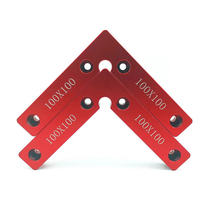 Aluminium right angle positioning block for woodworking jigsaw with scale markings