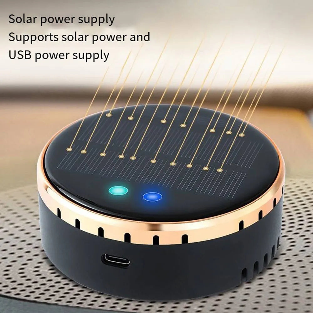 Solar car air humidifier installed at vehicle air conditioning outlet