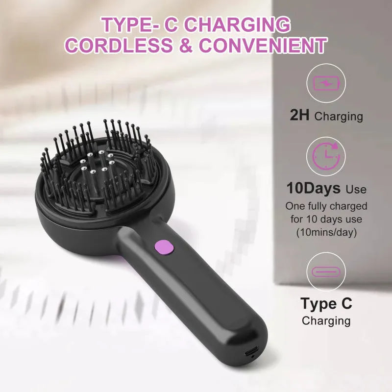 USB-powered head massager with anti-leak hair brush in grey colour
