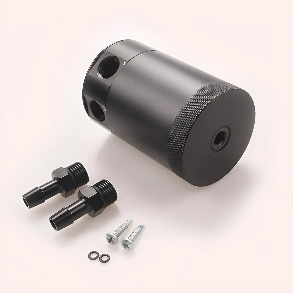 Black aluminium automotive two-hole breathable machine oil pot with connectors
