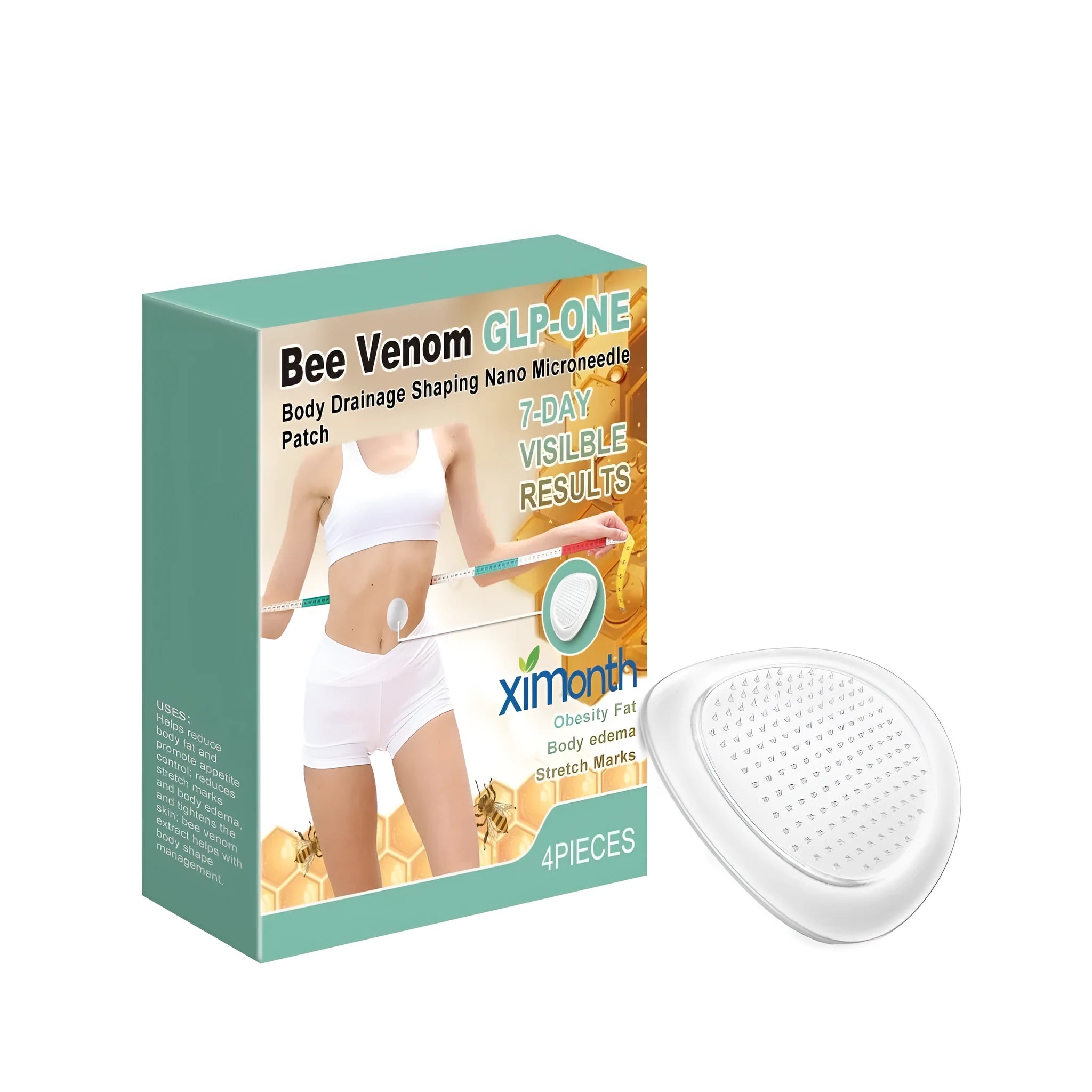 Four nano microneedle body drainage patches with bee venom and angelica sinensis ingredients