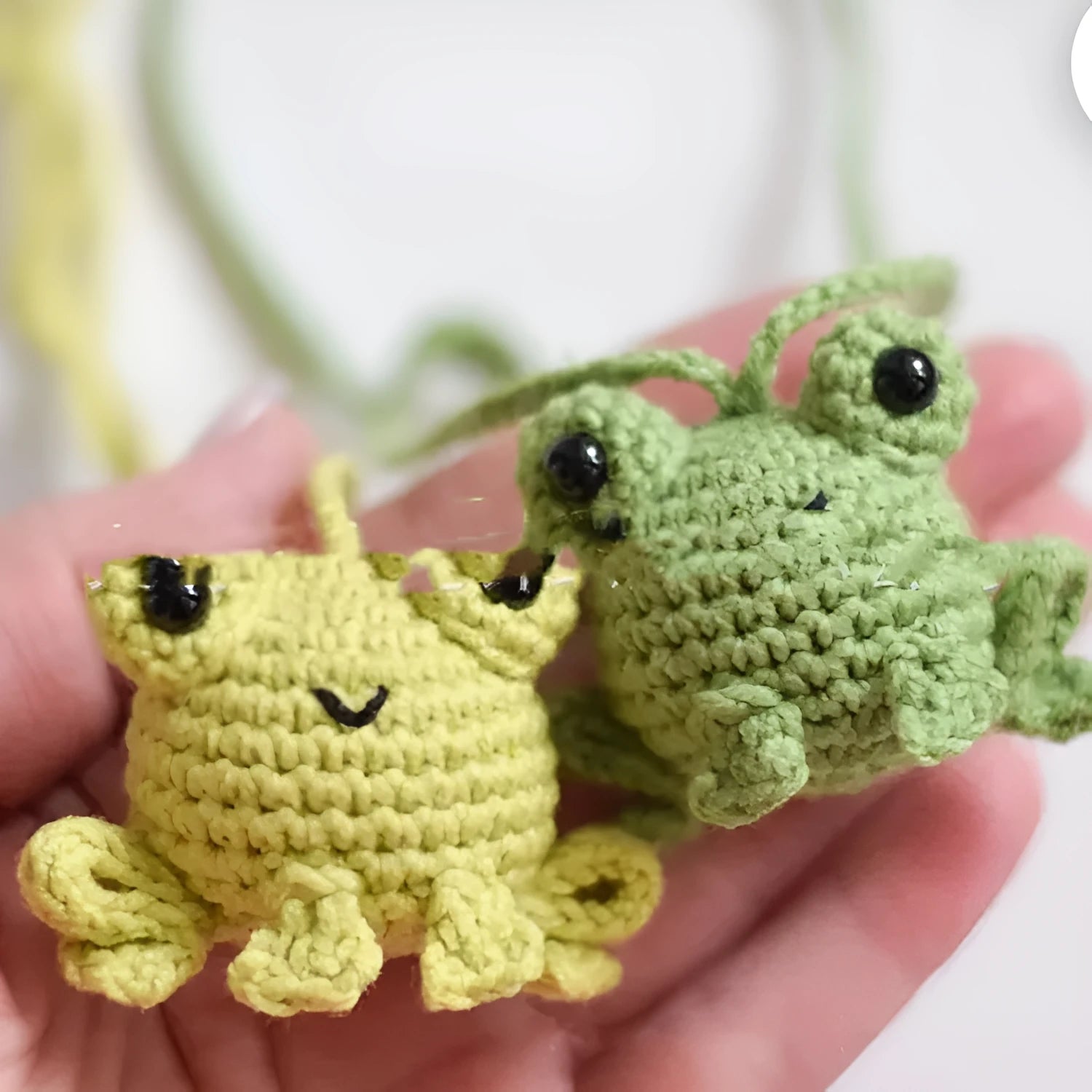 Handmade woven frog car pendant in plush material with colourful options