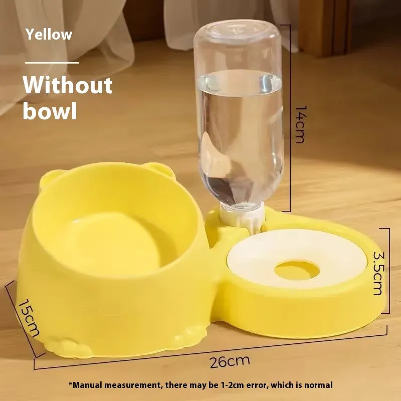 Automatic double bowl pet feeding basin in haze blue colour with separated food and water compartments