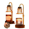 Lifting aromatherapy wax melting lamp with ceramic dish on bamboo stand