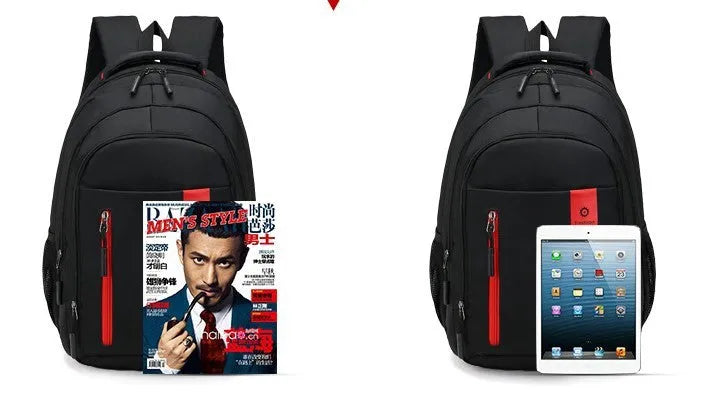 Oxford fabric school backpack with reinforced straps and side pockets available in blue green red grey and orange for teenagers