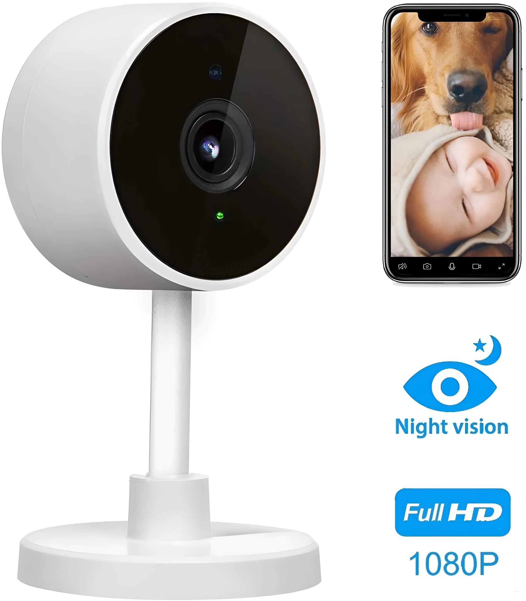 White FLASH FISH WiFi security camera with gun design for home monitoring