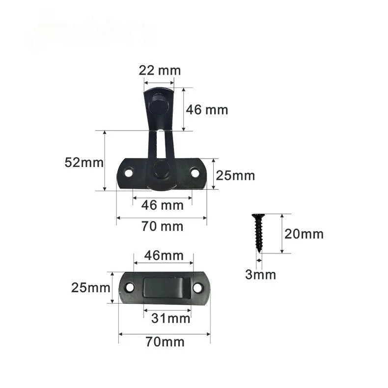Stainless steel and carbon steel sliding door lock with flat shackle for barns.