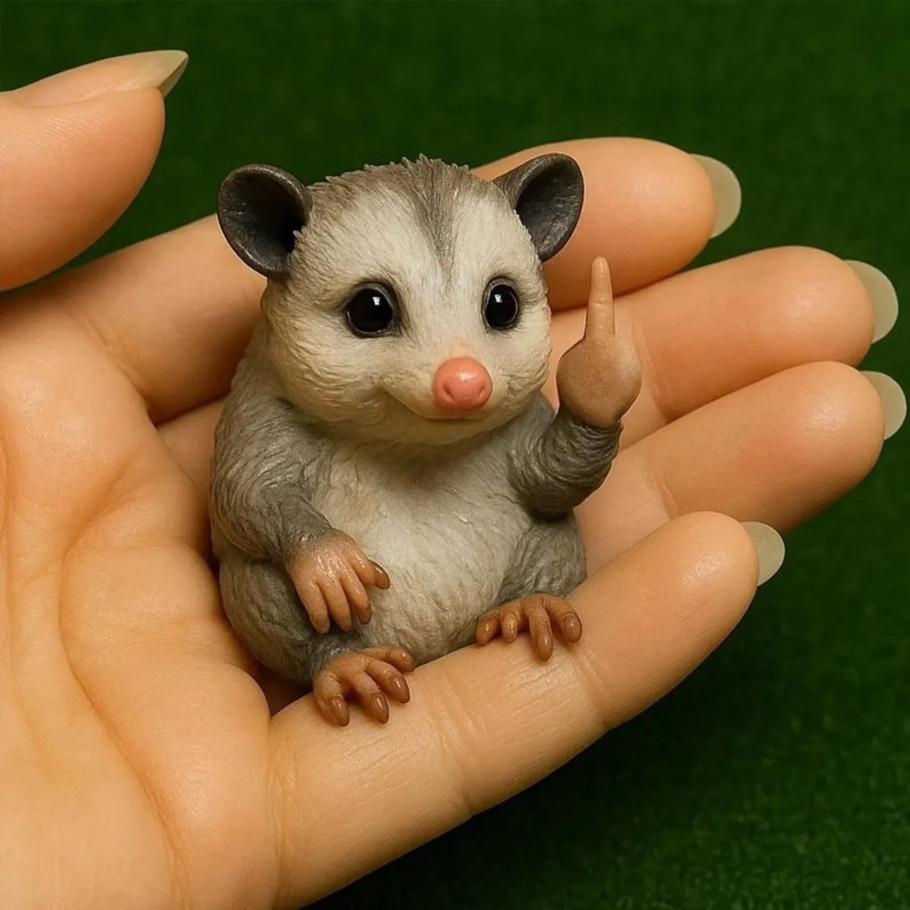 Resin animal middle finger ornament showing mini vertical doll in one of seven animal styles