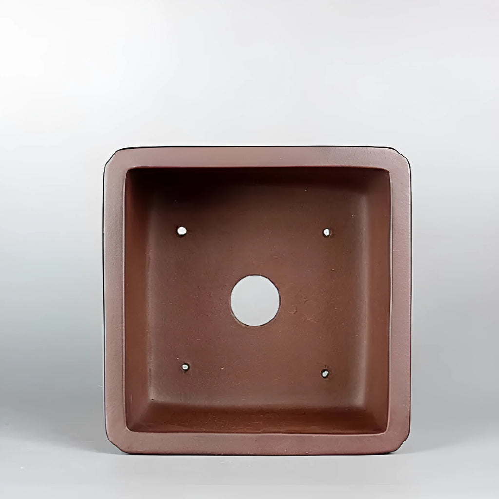 Brown antique handmade purple clay flower pot measuring 19x19x11.5 cm
