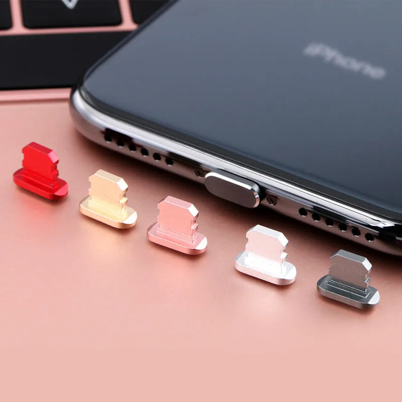 Aluminium alloy iPhone charging port dust plug in eight colour options