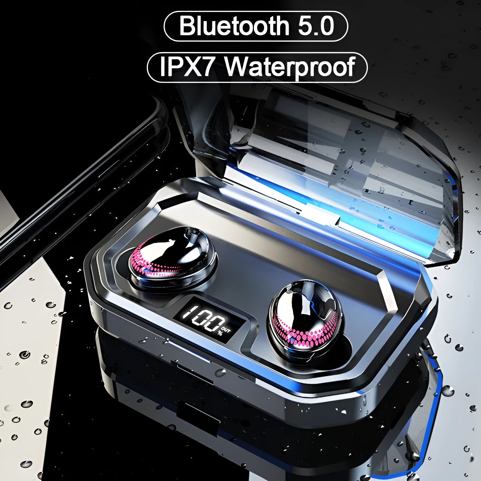 Black X10 Bluetooth wireless earbuds with charging case