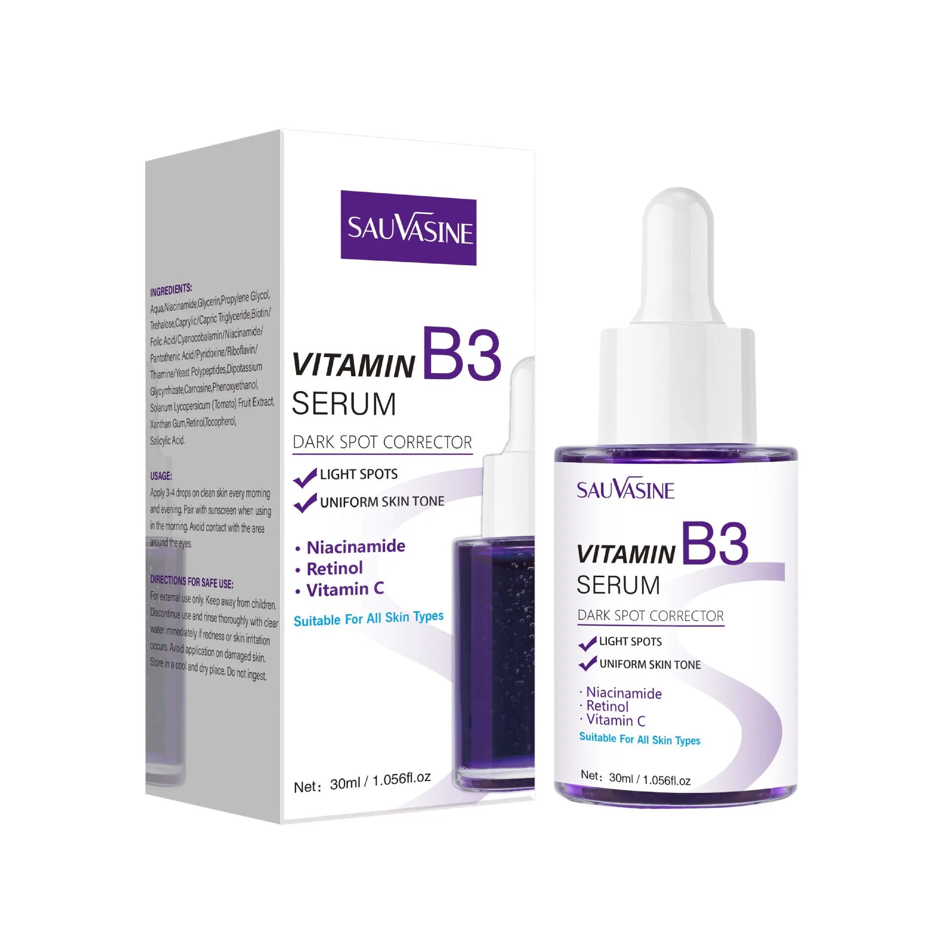 30ml bottle of Vitamin B3 Niacinamide facial essence serum for skin nourishment and firming