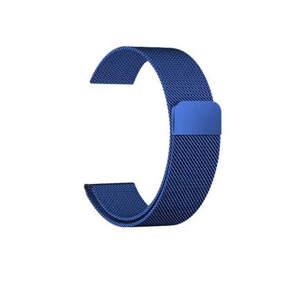 Stainless steel Apple Watch replacement strap in silver, showing metal links and clasp for 38mm-44mm models.