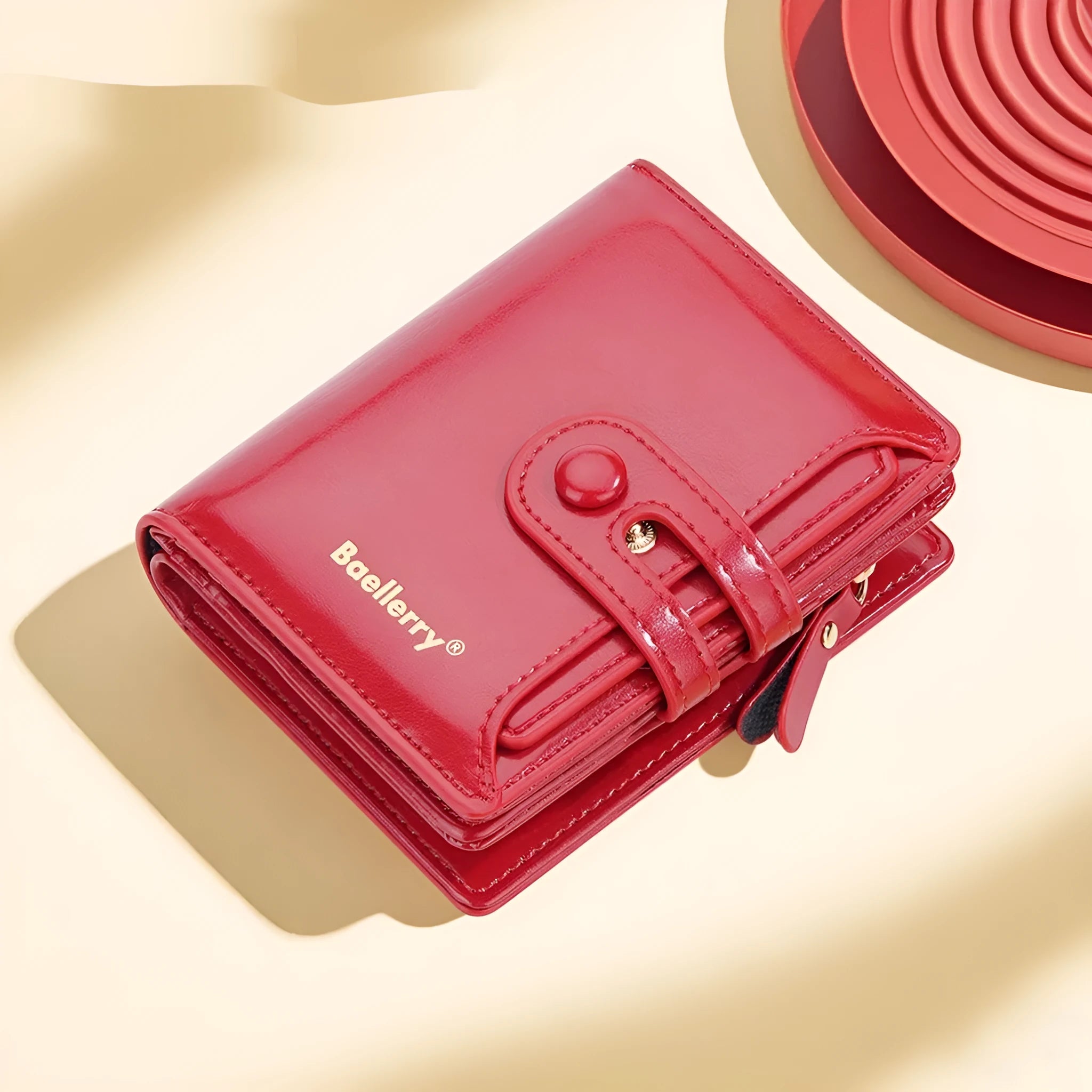 A PU leather card holder wallet for women, shown in various colours including black, white, blue, and pink.