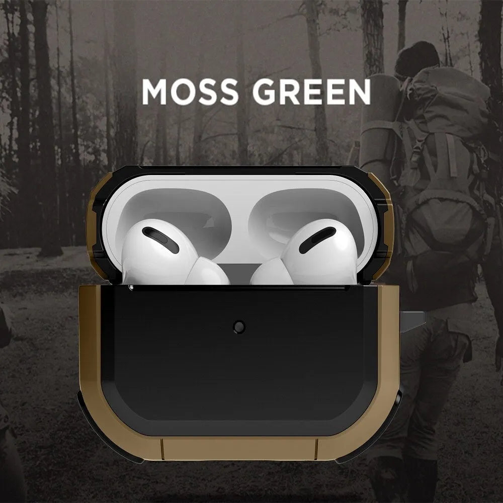 AirPods 1 2 Pro protective shell case in multiple colours including black, pink, and army green.