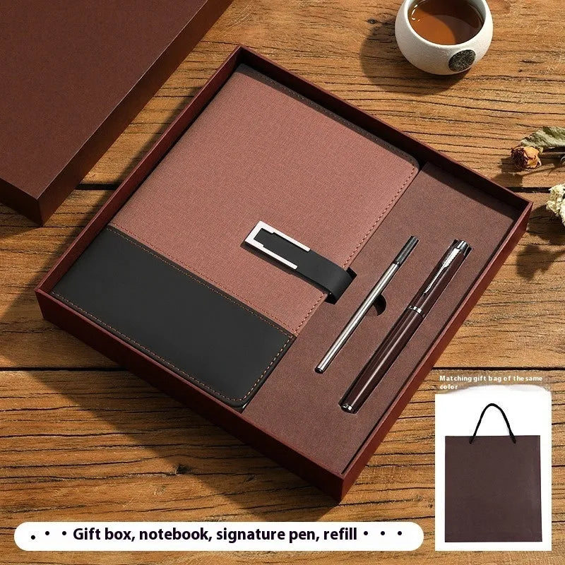 A5 soft leather business notebook in choice of colours with gift box packaging.