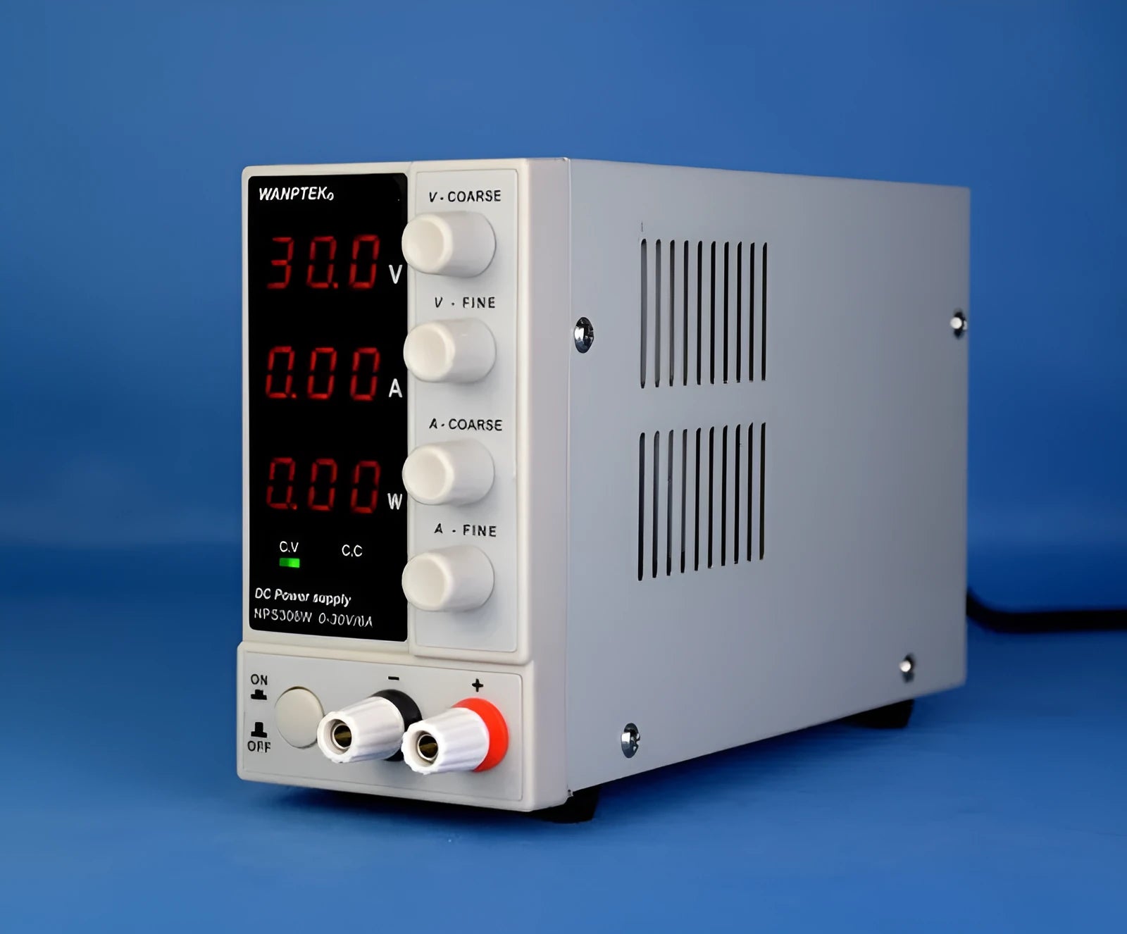 White adjustable DC power supply for mobile phone and notebook repair with digital displays