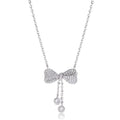 S925 sterling silver bow necklace with O-ring chain and adjustable 40-45cm length