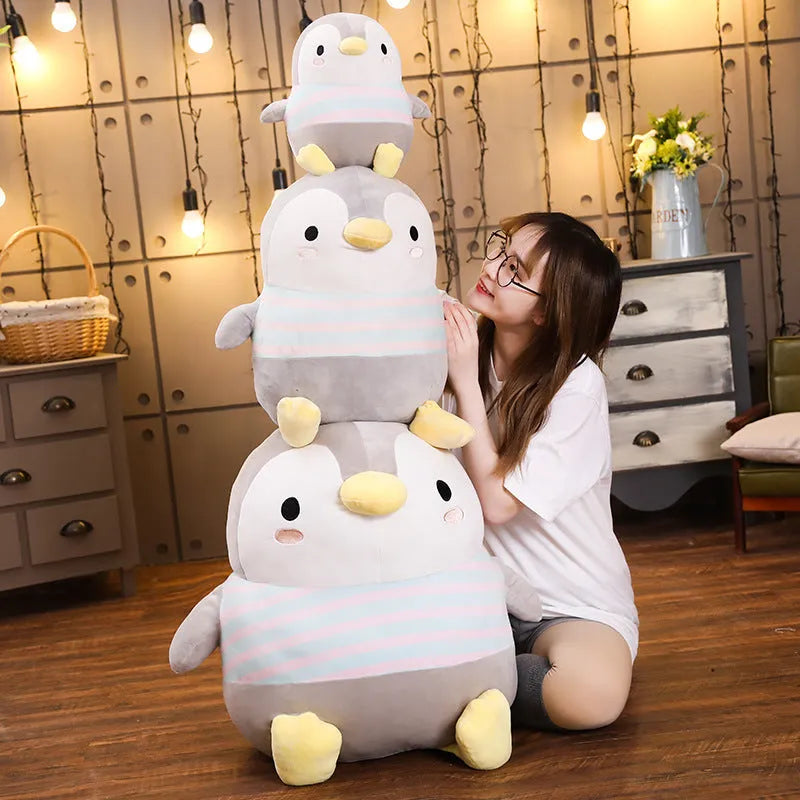 Kawaii penguin plush doll with quality PP cotton filling in crystal super soft red fabric, 50cm size