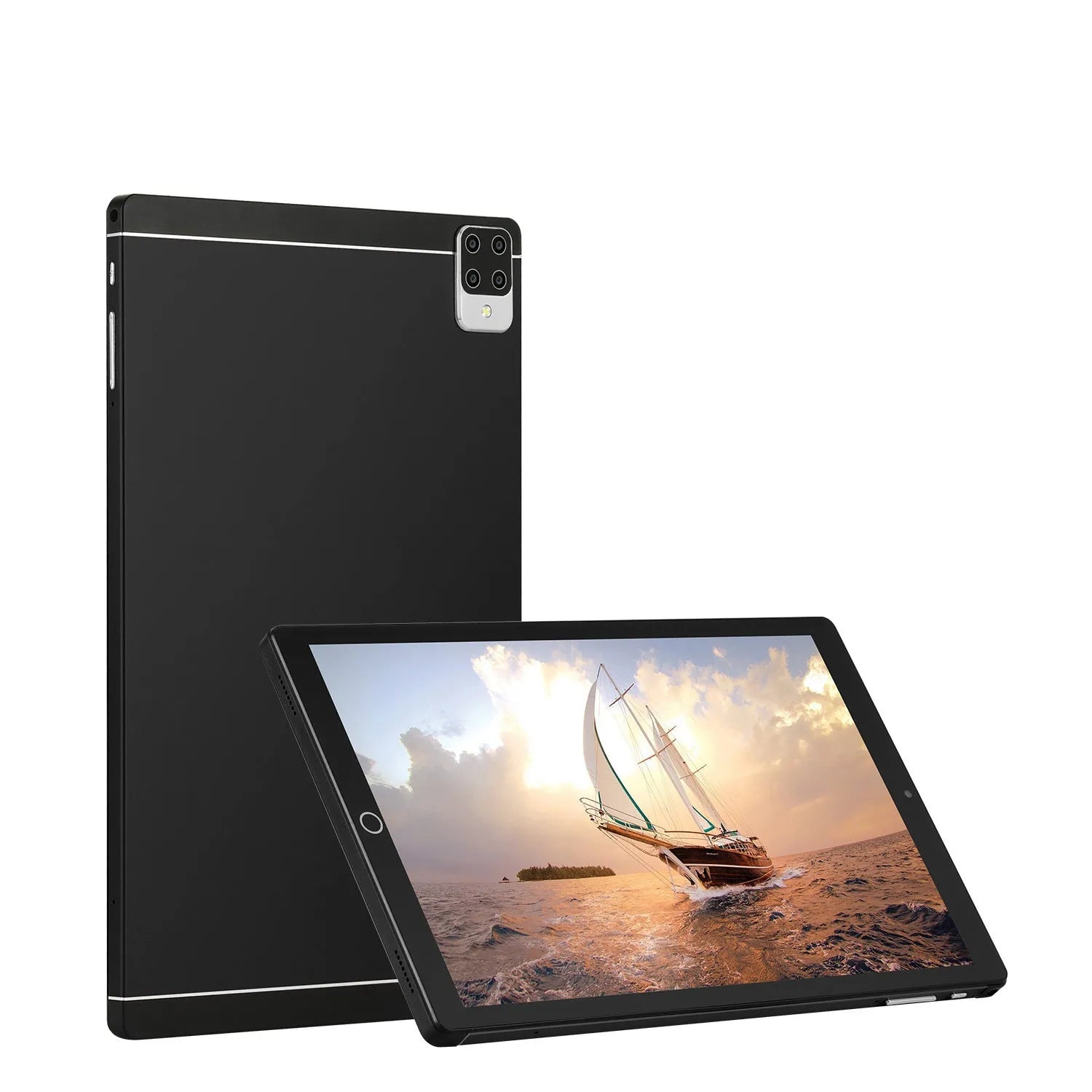 Android 15 tablet computer with 11.6-inch screen in blue colour, showing home screen interface.
