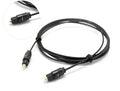 OD2.2 digital audio optical fibre cable with black PVC jacket, showing connector detail and slim 2.2mm profile.