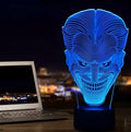 USB-powered 3D acrylic LED lamp showing multiple colour options on a desk
