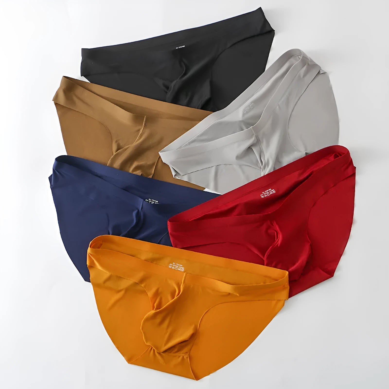 Men's ice silk seamless briefs with gun egg pouch design in multiple colour options