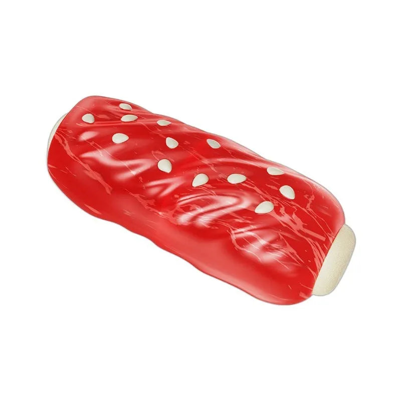 Primary colour plastic dog chew toy with molar rod shape for dental gnawing