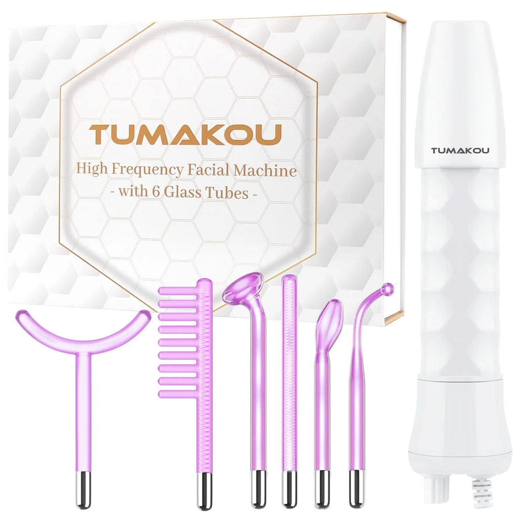 Purple High Wave electrotherapy rod six-piece set with multiple plug adapters for commercial beauty treatments