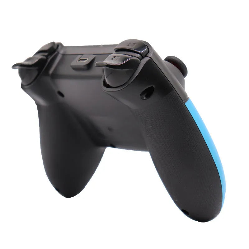 Switch Bluetooth gamepad controller in left blue right red colour scheme on grey background